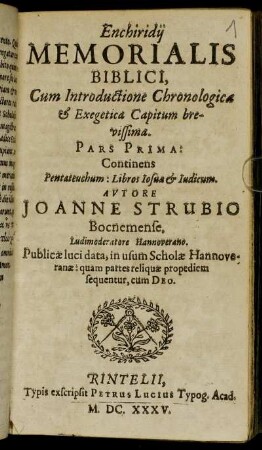 Pars Prima: Continens Pentateuchum: Libros Josua & Judicum.