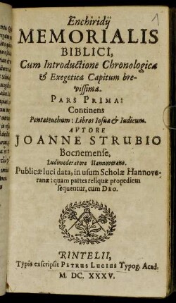Pars Prima: Continens Pentateuchum: Libros Josua & Judicum.