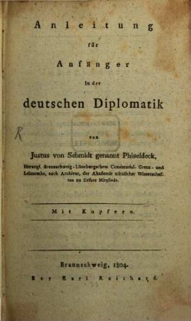 Anleitung für Anfänger in der deutschen Diplomatik