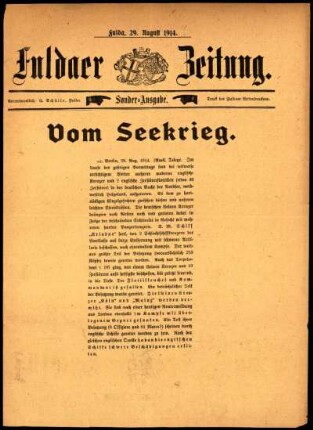 Ausgabe vom Samstag, den 29. August 1914.