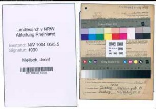 Entnazifizierung Josef Melisch , geb. 20.03.1905 (Schneider)