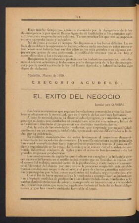 El éxito del negocio
