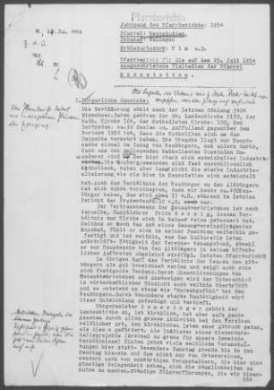Meßstetten-Hossingen: Pfarrberichte 1954