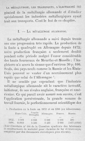 I. - La métallurgie allemande.