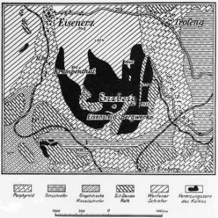 Erzberg bei Eisenerz in der Steiermark, geologische Karte : Geologie | Erzlagerstätten | Magmatische Erzausscheidungen