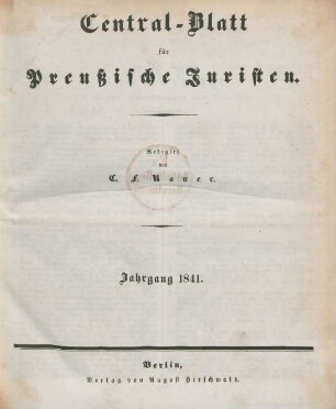 5.1841: Centralblatt für preußische Juristen