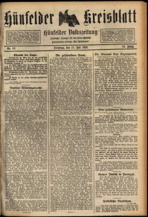 Ausgabe vom Dienstag, den 13. Juli 1926.