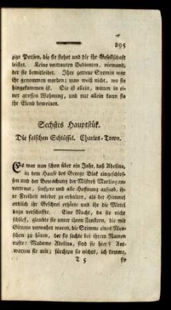 Sechstes Hauptstük. Die falschen Schlüssel. Charles-Town