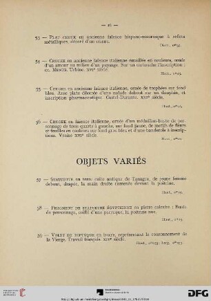 Objets variés (Nr. 57-83)