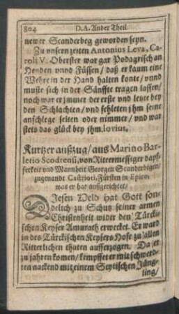 Kurtzer außzug/ aus Marino Barletio Scodrensi, von Riteermessiger dapferkeit und Mannheit Georgen Scanderbegen ...