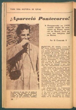 Apareció Pontecorvo! : Para una historia de espías