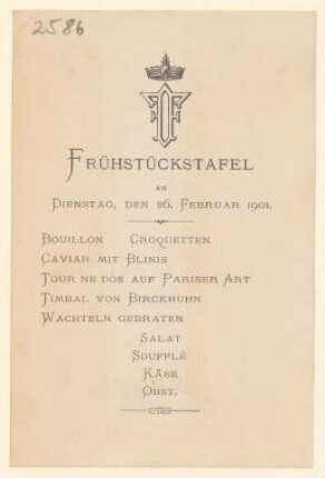 Menükarte : Frühstückstafel