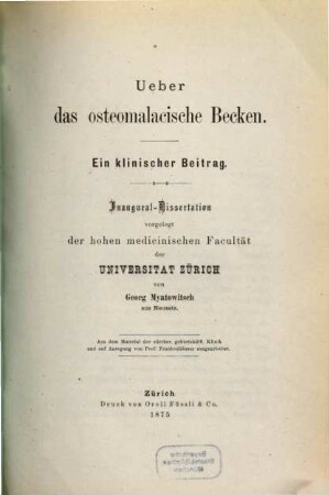 Über das osteomalacische Becken : Inaug. Diss.