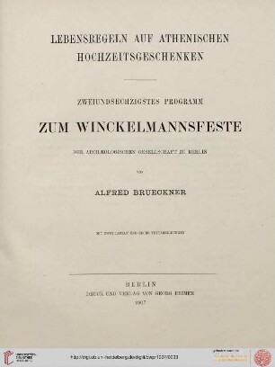 Band 62: Programm zum Winckelmannsfeste der Archäologischen Gesellschaft zu Berlin: Lebensregeln auf athenischen Hochzeitsgeschenken
