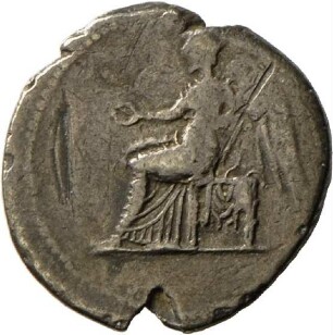 Denar des Kaisers Vitellius mit Darstellung der Victoria