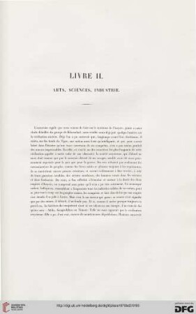 Livre II: Arts, sciences, industrie