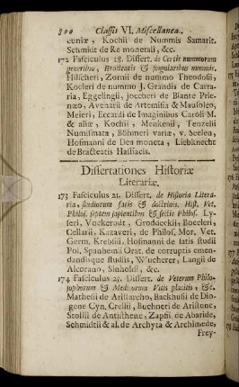 Dissertationes Historiæ Literariæ. - Dissertationes Miscellaneæ.