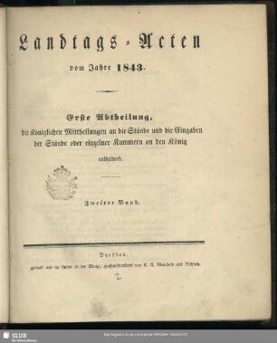 1842/43,2: Landtags-Acten / Die königlichen Mittheilungen