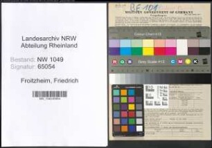 Entnazifizierung Friedrich Froitzheim , geb. 16.11.1893 (Bankkaufmann)