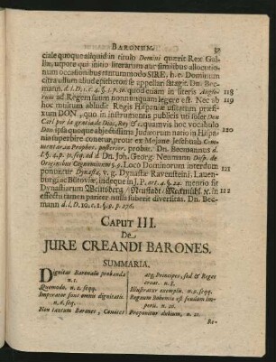 Caput III. De Iure Creandi Barones.