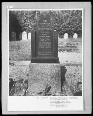 Grabstein von Ida Ofen, geborene Steinmann (gestorben 1918.09.22)