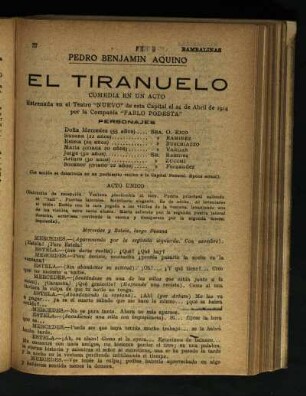 El tiranuelo : comedia en un acto