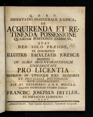 1-13, Acquirenda Et Retinenda Possessione