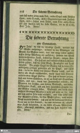 Die siebente Betrachtung am Sonnabend