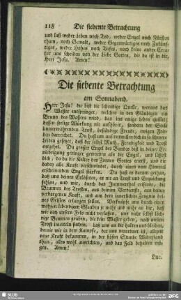 Die siebente Betrachtung am Sonnabend