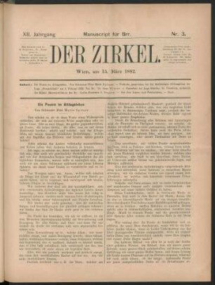 Nr. 3. Wien, am 15. März 1882.