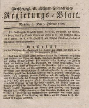 Nr. 1 : 5. Februar 1828