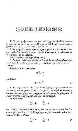 Sur L'Aire des Polygones Demi-Réguliers.