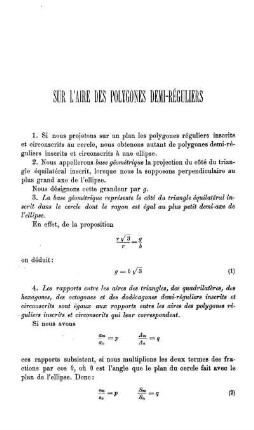 Sur L'Aire des Polygones Demi-Réguliers.