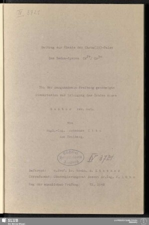Beitrag zur Chemie der Chrom(II)-Salze : das Redox-System Cr 2+/Cr 3+