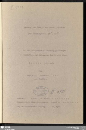 Beitrag zur Chemie der Chrom(II)-Salze : das Redox-System Cr 2+/Cr 3+