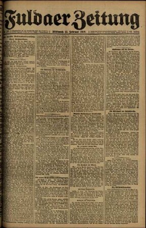 Erste Ausgabe vom Mittwoch, den 12. Februar 1919.