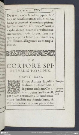 De Corpore Spiritualis Hominis. Caput XXXI.