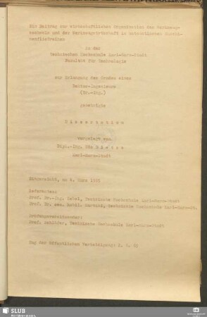 Ein Beitrag zur wirtschaftlichen Organisation des Werkzeugwechsels und der Werkzeugwirtschaft in automatischen Maschinenfließreihen