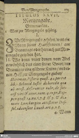 Titulus XXVII. Morgengabe