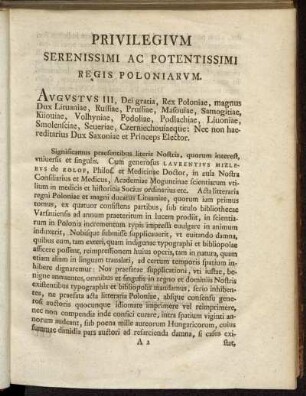 Privilegium Serenissimi Ac Potentissimi Regis Poloniarum.