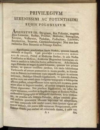 Privilegium Serenissimi Ac Potentissimi Regis Poloniarum.