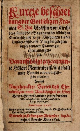 Kurtze Beschreibung der gottsel. Frauen S. Idda