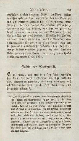 301, Rechte der Anonymität