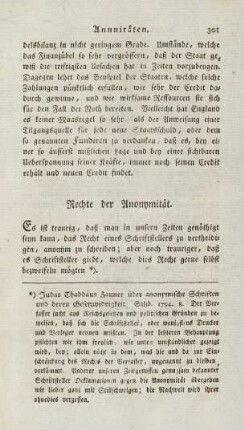 301, Rechte der Anonymität