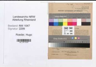 Entnazifizierung Hugo Roeder , geb. 24.01.1894 (Angestellter)
