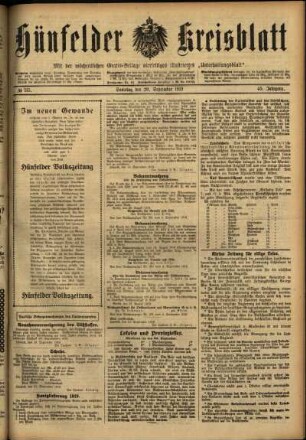 Ausgabe vom Samstag, den 20. September 1919.