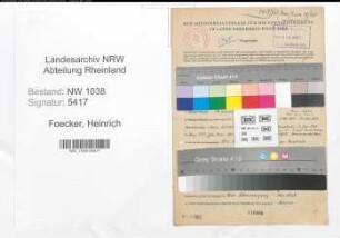 Entnazifizierung Heinrich Foecker , geb. 04.10.1914 (Arbeiter)