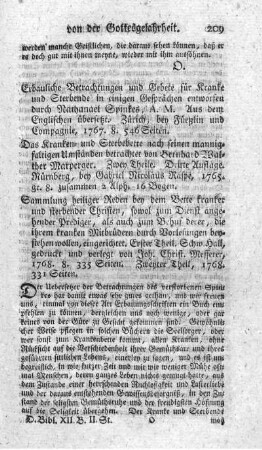 Erbauliche Betrachtungen und Gebete für Kranke und Sterbende.