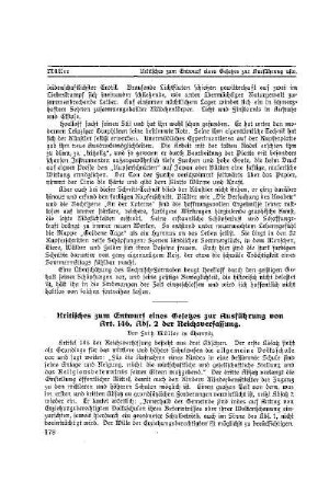 Kritisches zum Entwurf eines Gesetzes zur Ausführung von Art. 146, Abs. 2 der Reichsverfassung