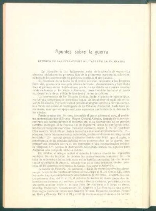 Apuntes sobre la guerra : Resumen de las operaciones militares de la primavera
